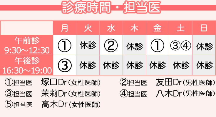 八木クリニック診療時間・担当医表